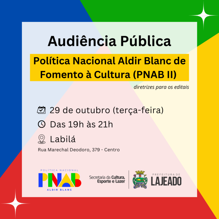 Secel convoca audiência para debater a Política Nacional Aldir Blanc de Fomento à Cultura em Lajeado