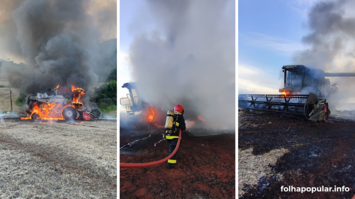 Incêndio atinge colheitadeira no interior de Paverama