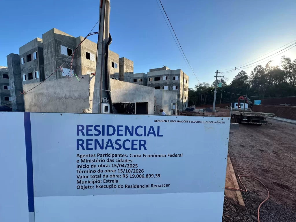 Canteiro de obras do Residencial Estrela, em Novo Paraíso, onde estão em construção 800 moradias populares para famílias atingidas pelas enchentes / Anderson Lopes